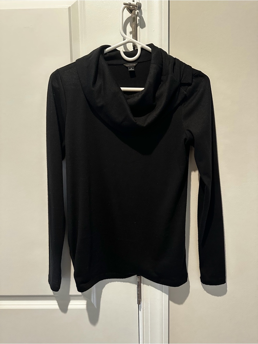 Ann Taylor Black Long Sleeve Cowl Neck Top